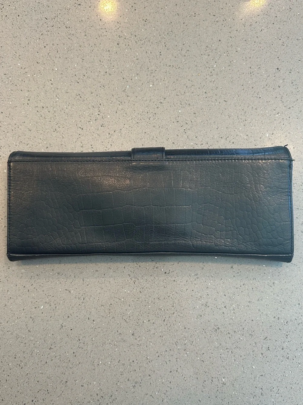 Alfani Black Leather Croc Embossed Clutch Wallet Evening Bag